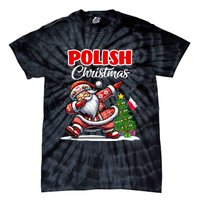 Poland Dabbing Santa Christmas Poland Flag Tie-Dye T-Shirt