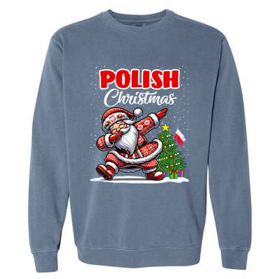 Poland Dabbing Santa Christmas Poland Flag Garment-Dyed Sweatshirt