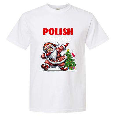 Poland Dabbing Santa Christmas Poland Flag Garment-Dyed Heavyweight T-Shirt