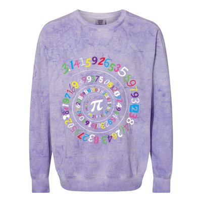 Pi Day Spiral Pi Color Numbers Teacher Student Colorblast Crewneck Sweatshirt