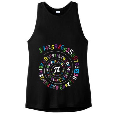 Pi Day Spiral Pi Color Numbers Teacher Student Ladies PosiCharge Tri-Blend Wicking Tank