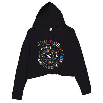 Pi Day Spiral Pi Color Numbers Teacher Student Crop Fleece Hoodie