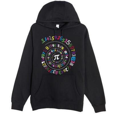 Pi Day Spiral Pi Color Numbers Teacher Student Premium Pullover Hoodie