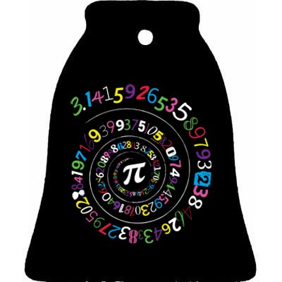 Pi Day Spiral Pi Color Numbers Teacher Student Ceramic Bell Ornament