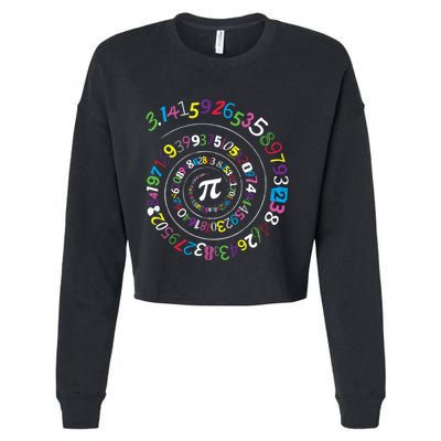 Pi Day Spiral Pi Color Numbers Teacher Student Cropped Pullover Crew