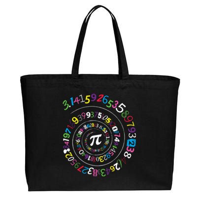 Pi Day Spiral Pi Color Numbers Teacher Student Cotton Canvas Jumbo Tote