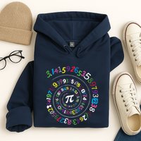 Pi Day Spiral Pi Color Numbers Teacher Student Hoodie