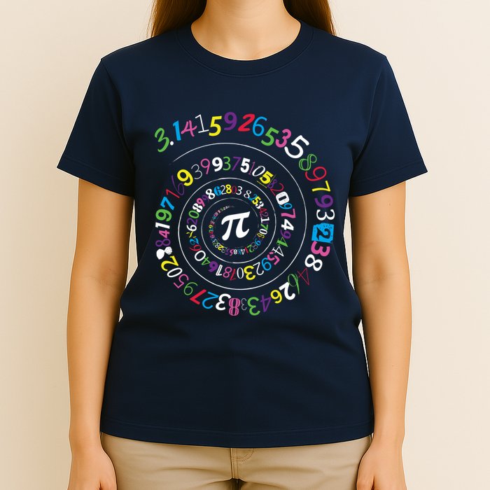 Pi Day Spiral Pi Color Numbers Teacher Student T-Shirt
