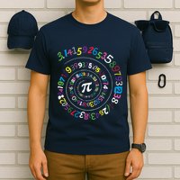 Pi Day Spiral Pi Color Numbers Teacher Student T-Shirt