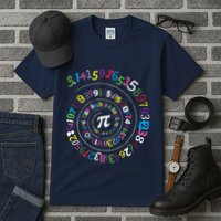 Pi Day Spiral Pi Color Numbers Teacher Student Tall T-Shirt