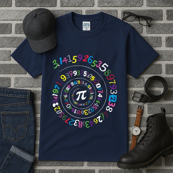 Pi Day Spiral Pi Color Numbers Teacher Student Tall T-Shirt