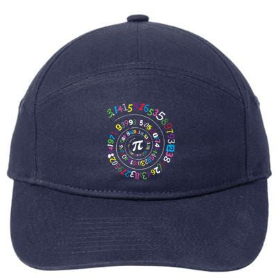 Pi Day Spiral Pi Color Numbers Teacher Student 7-Panel Snapback Hat