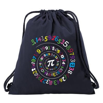 Pi Day Spiral Pi Color Numbers Teacher Student Drawstring Bag