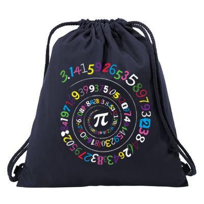 Pi Day Spiral Pi Color Numbers Teacher Student Drawstring Bag