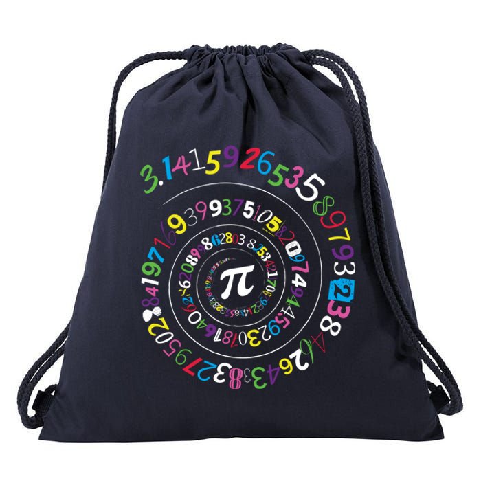 Pi Day Spiral Pi Color Numbers Teacher Student Drawstring Bag