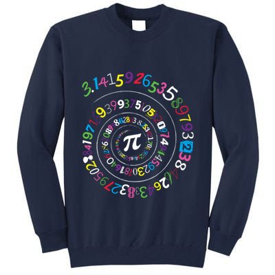 Pi Day Spiral Pi Color Numbers Teacher Student Tall Sweatshirt