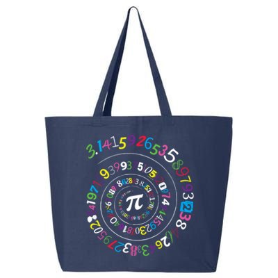 Pi Day Spiral Pi Color Numbers Teacher Student 25L Jumbo Tote