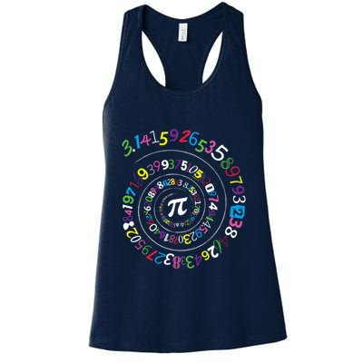 Pi Day Spiral Pi Color Numbers Teacher Student Womens Tank Top