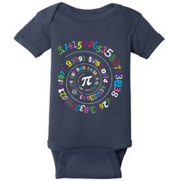 Pi Day Spiral Pi Color Numbers Teacher Student Baby Bodysuit