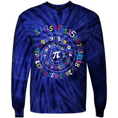 Pi Day Spiral Pi Color Numbers Teacher Student Tie-Dye Long Sleeve Shirt