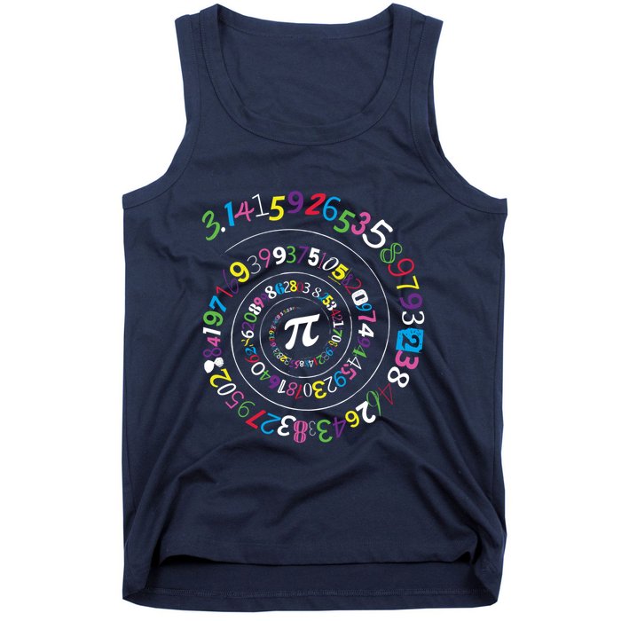 Pi Day Spiral Pi Color Numbers Teacher Student Tank Top