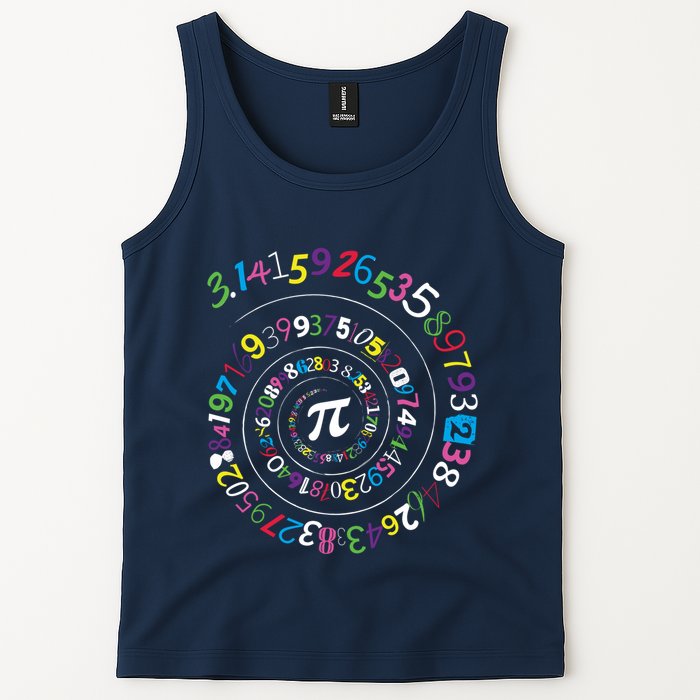 Pi Day Spiral Pi Color Numbers Teacher Student Tank Top