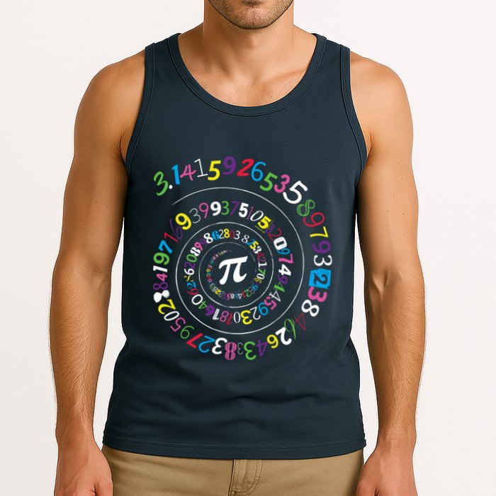 Pi Day Spiral Pi Color Numbers Teacher Student Tank Top