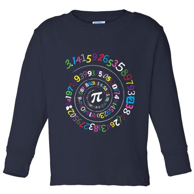Pi Day Spiral Pi Color Numbers Teacher Student Toddler Long Sleeve Shirt
