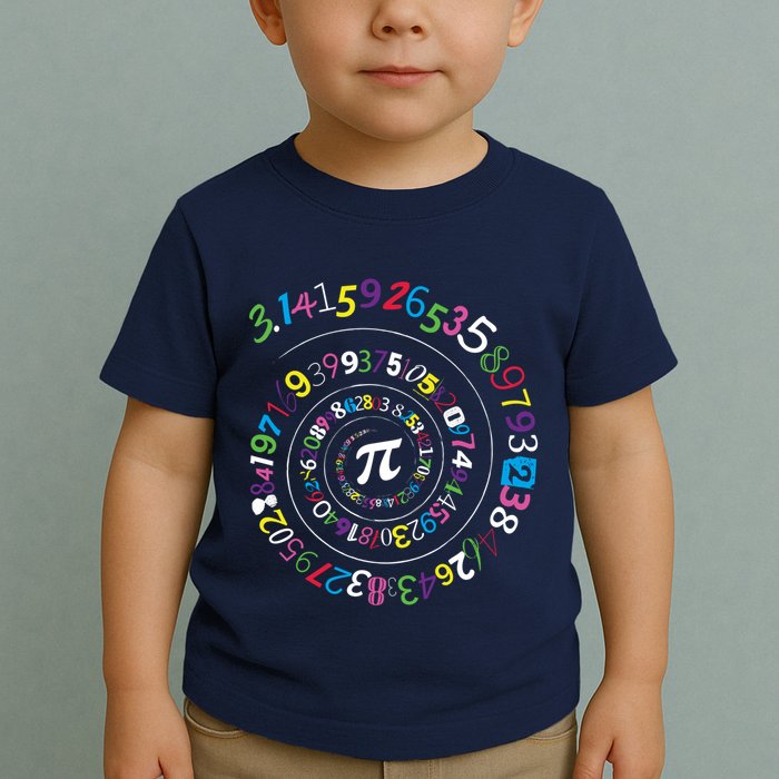 Pi Day Spiral Pi Color Numbers Teacher Student Toddler T-Shirt
