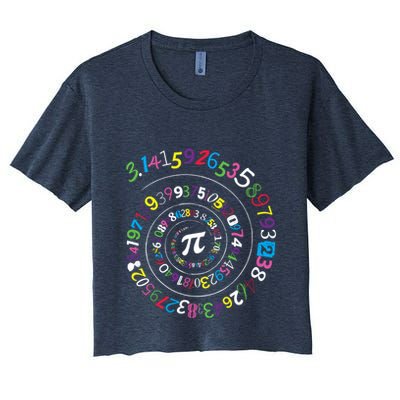 Pi Day Spiral Pi Color Numbers Teacher Student Crop Top