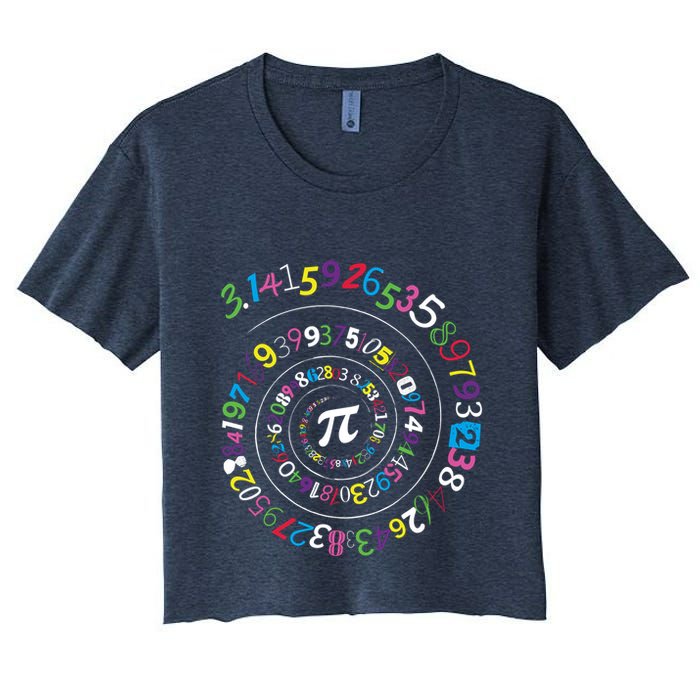 Pi Day Spiral Pi Color Numbers Teacher Student Crop Top