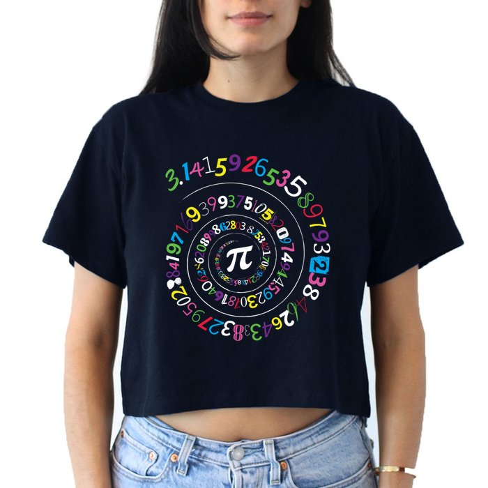Pi Day Spiral Pi Color Numbers Teacher Student Crop Top