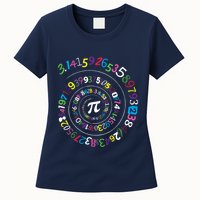Pi Day Spiral Pi Color Numbers Teacher Student Womens T-Shirt