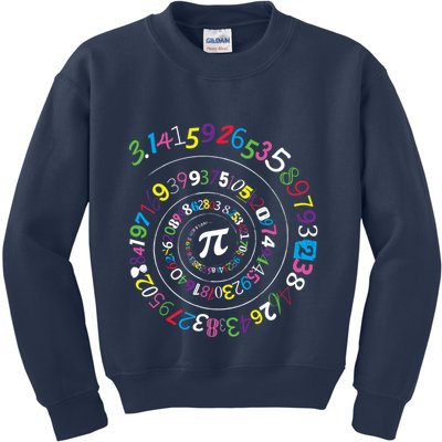 Pi Day Spiral Pi Color Numbers Teacher Student Kids Sweatshirt