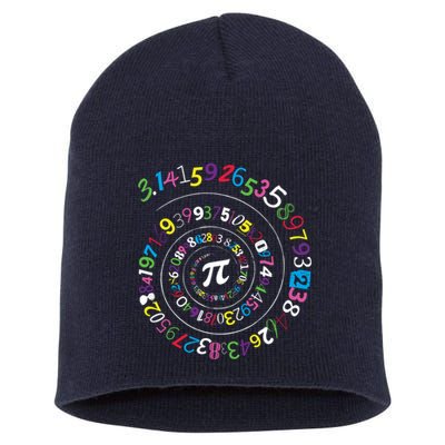 Pi Day Spiral Pi Color Numbers Teacher Student Short Acrylic Beanie