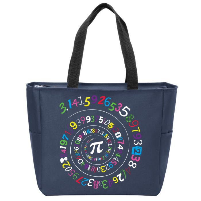 Pi Day Spiral Pi Color Numbers Teacher Student Zip Tote Bag