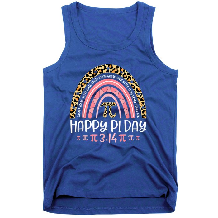 Pi Day Spiral Pi Math Teacher 3 14 Leopard Rainbow Tank Top