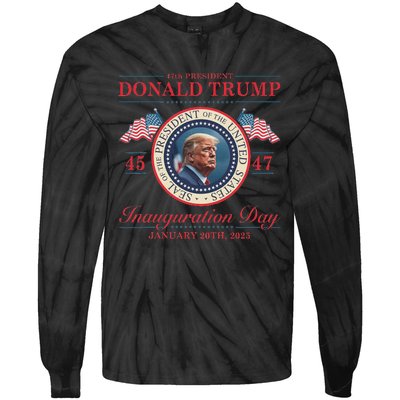 President Donald Trump Inauguration Day 2025 Memorabilia Tie-Dye Long Sleeve Shirt