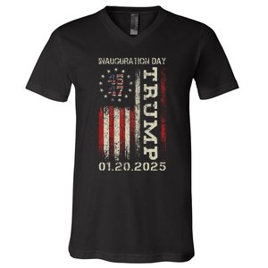 President Donald Trump Inauguration Day 2025 Usa Flag Gift V-Neck T-Shirt