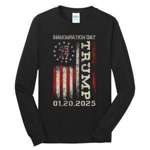 President Donald Trump Inauguration Day 2025 Usa Flag Gift Tall Long Sleeve T-Shirt