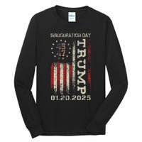 President Donald Trump Inauguration Day 2025 Usa Flag Gift Tall Long Sleeve T-Shirt