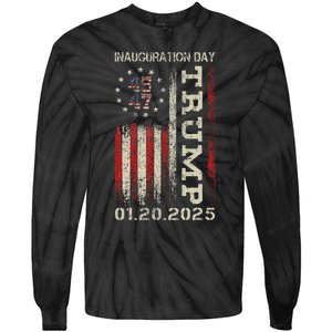 President Donald Trump Inauguration Day 2025 Usa Flag Gift Tie-Dye Long Sleeve Shirt