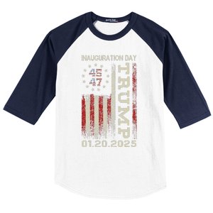 President Donald Trump Inauguration Day 2025 Usa Flag Gift Baseball Sleeve Shirt