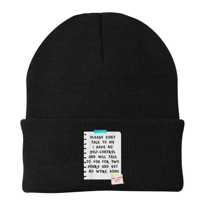 Please Don't Talk To Me I Have No Self Control And Will Talk Knit Cap Winter Beanie
