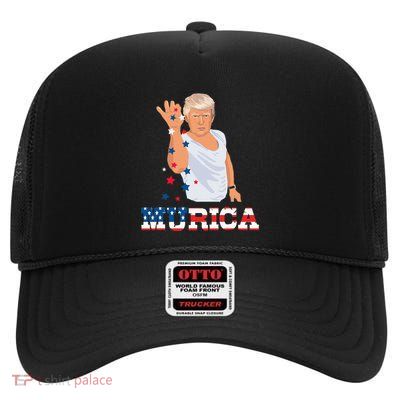 President Donald Trump Murica Bae Patriotic America High Crown Mesh Back Trucker Hat