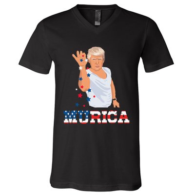 President Donald Trump Murica Bae Patriotic America V-Neck T-Shirt