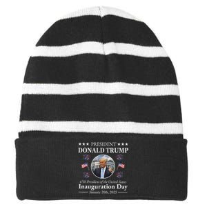 President Donald Trump Inauguration Day 2025 Memorabilia Striped Beanie with Solid Band