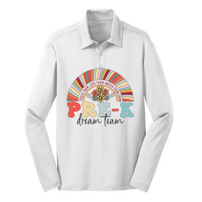 Pre-K Dream Team Rainbow Teacher Student Back To School Silk Touch Performance Long Sleeve Polo