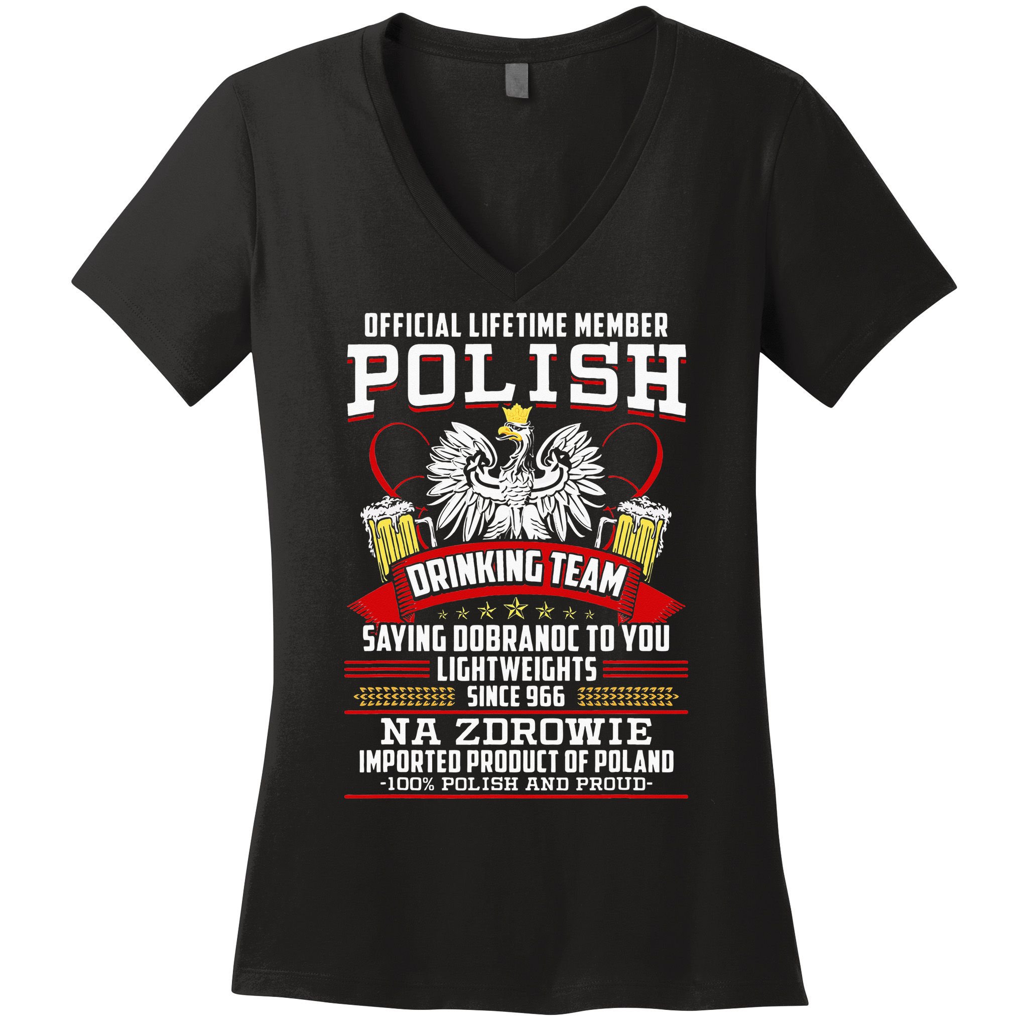 Polish Drinking Team Dobranoc Goodnight Dyngus Day Polska Women's V-Neck T-Shirt