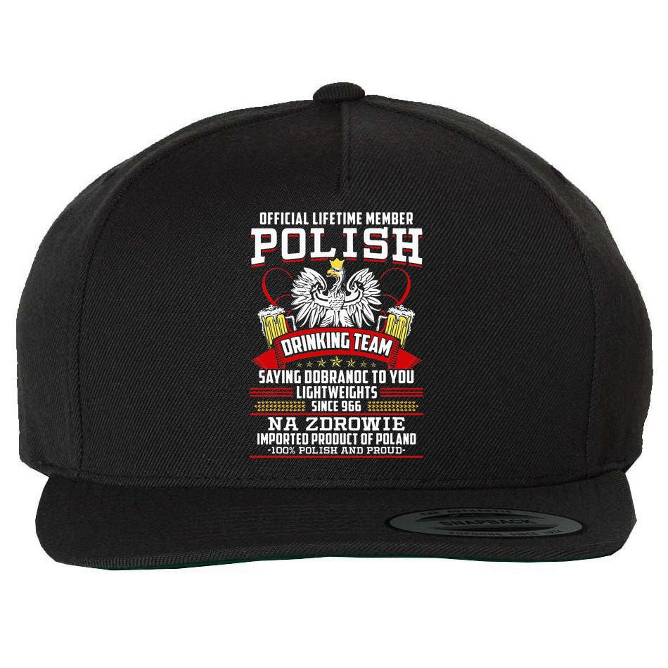 Polish Drinking Team Dobranoc Goodnight Dyngus Day Polska Wool Snapback Cap